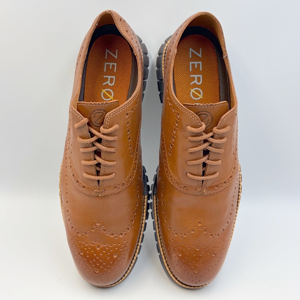 Cole Haan Zerogrand Wingtip Oxford British Tan Leather C29411 Mens 10.5 M - Picture 10 of 13